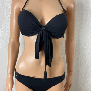 Maillot de bain noir femme 2 pièces bretelles flot bikini push-up Lady Summer