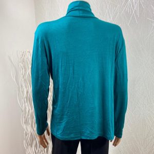 Sous pull coton bleu canard col roulé Fashion