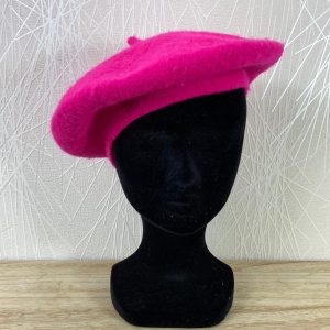 Béret rose chaud avec laine pour femme Fino et Fina