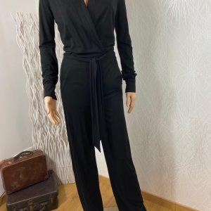 Combinaison pantalon tissu jersey noir cache coeur Doris Jumpsuit King Louie