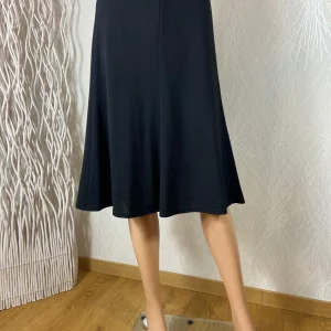 Jupe midi noire évasée taille haute élastique grande taille Gévana