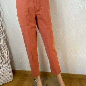 Pantalon brun en toile coupe droite MKT Studio