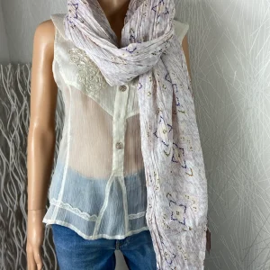 Foulard en coton tons rose et beige La Fiancée du Mékong