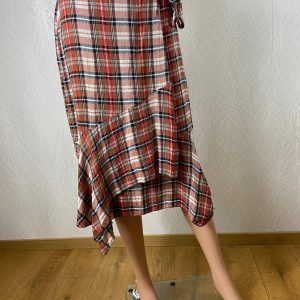 Jupe midi légère à carreaux taille élastique Garçonne