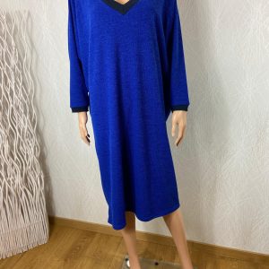 Robe échancrée bleu roi manches chauve-souris grande taille Edmond Boublil