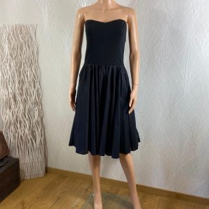 Robe noire bustier coupe patineuse avec plis Peppa Gallo