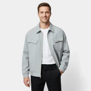 Riche | Blouson en Jean Homme Matière Technique – Coupe Moderne à Revers