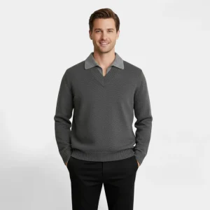 Riche | Pull Homme en Maille Polo – Col V Style Deux Pièces