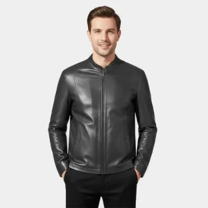 Riche | Blouson Homme en Cuir de Mouton – Doublé Laine Coupe Raffinée