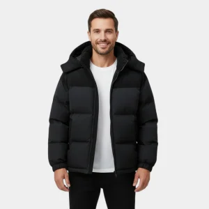 Riche | Doudoune homme à capuche coton amovible – épaissie, raffinée, silhouette hivernale