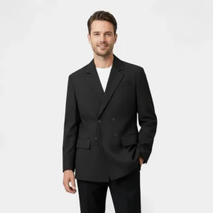 Riche | Blazer Homme en Matière Technique – Croisé à Carreaux Plissé