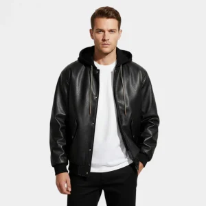 Riche | Blouson Varsity Homme Cuir Rétro – Effet Deux Pièces Moderne