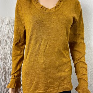 Pull moutarde avec volants au col Holly et Joey