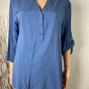 Blouse fluide bleue à manches 3/4 Christy