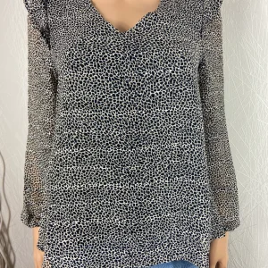 Blouse légère ample fluide manches longues Black White Deeluxe