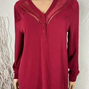 Blouse coupe droite manches longues rouge  Deeluxe