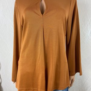 Blouse couleur camel à manches longues larges Peppercorn