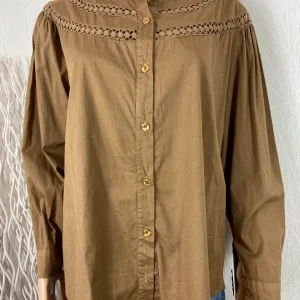 Chemisier broderie coupe ample manches longues col officier Made In Italy