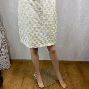 Jupe doublée courte blanche et motifs fleurs dorée Majolica