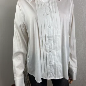 Chemisier blanc avec jeux de plis Emi-Jo