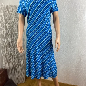 Robe midi bleue rayée style vintage 70's Who's That Girl