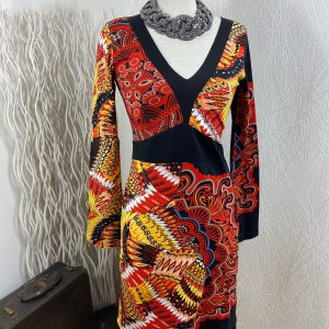 Robe manches longues style hippie chic motif ethnique 100 % coton Aller Simplement
