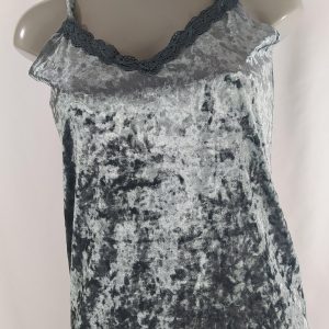 Caraco gris velours satin bretelle dentelle Odema