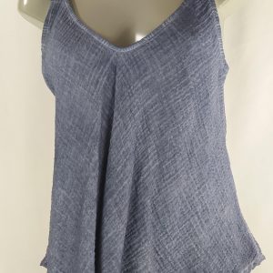 Top pour femme 100 % coton sans manches volant bleu nuancé Andromede