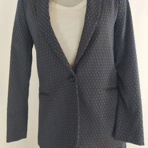 Veste doublée bleu foncé tissu jacquard Modele Saville Rock MKT Studio