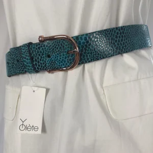Ceinture verte turquoise cuir façon crocodile femme Yolète
