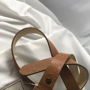 Ceinture cuir marron façon crocodile Juste Taille 80