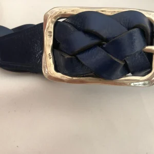 Ceinture cuir tressé bleu Atelier Bower Taille XS