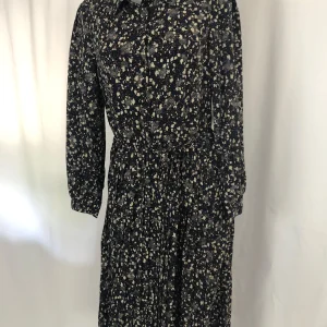 Robe mi-longue à motifs fluide légère manches longues taille élastique Deeluxe