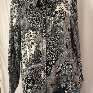 Chemise fluide tissu imprimé cachemire noir et blanc Deeluxe