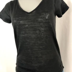 T-shirt noir dentelle manches courtes coupe droite Deeluxe