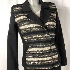 Veste casual noire doublée coupe cintrée tissu texturé finitions surpiqures Meri Esca