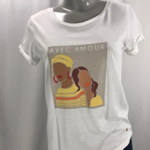T-shirt manches courtes coupe ample modele Afrique avec Amour C'est beau la Vie
