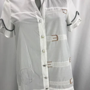 Chemisier blanc pur coupe droite superbe qualité Élisa Cavaletti