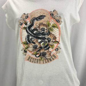 T-shirt blanc stylé serpent Modèle Desert Flower MKT Studio