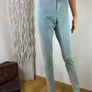Pantalon coupe slim denim stretch bleu clair délavé ICHI