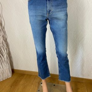 Jean skinny coton bleu 7/8 taille mi-haute Acquaverde