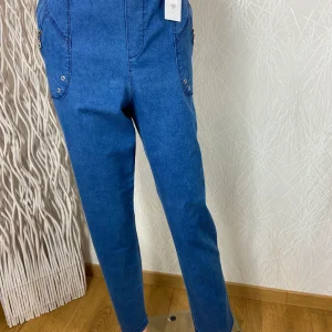 Jeans femme coton bleu léger taille mi-haute élastique NH-3
