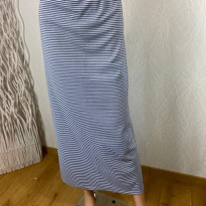 Jupe longue rayures bleu marine taille haute élastique grande taille Edmond Boublil