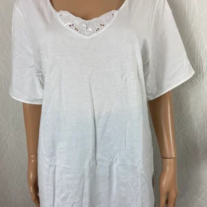 Maillot de corps femme dentelle manches courtes coton blanc Armor Lux