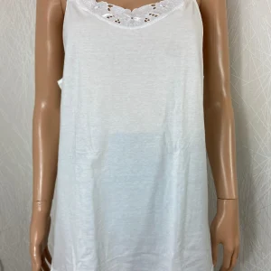 Caraco coton blanc fines bretelles dentelle Armor Lux