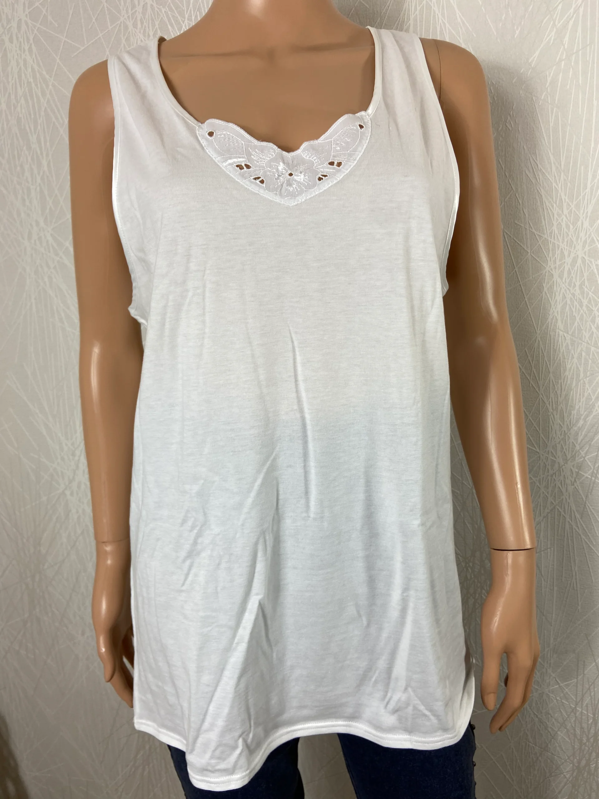 Maillot de corps femme dentelle coton blanc Armor Lux