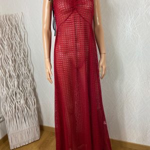 Nuisette longue rouge transparente sexy broderies Edmond Boublil