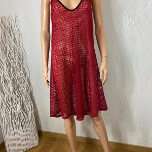 Nuisette courte rouge transparente sexy broderies Edmond Boublil