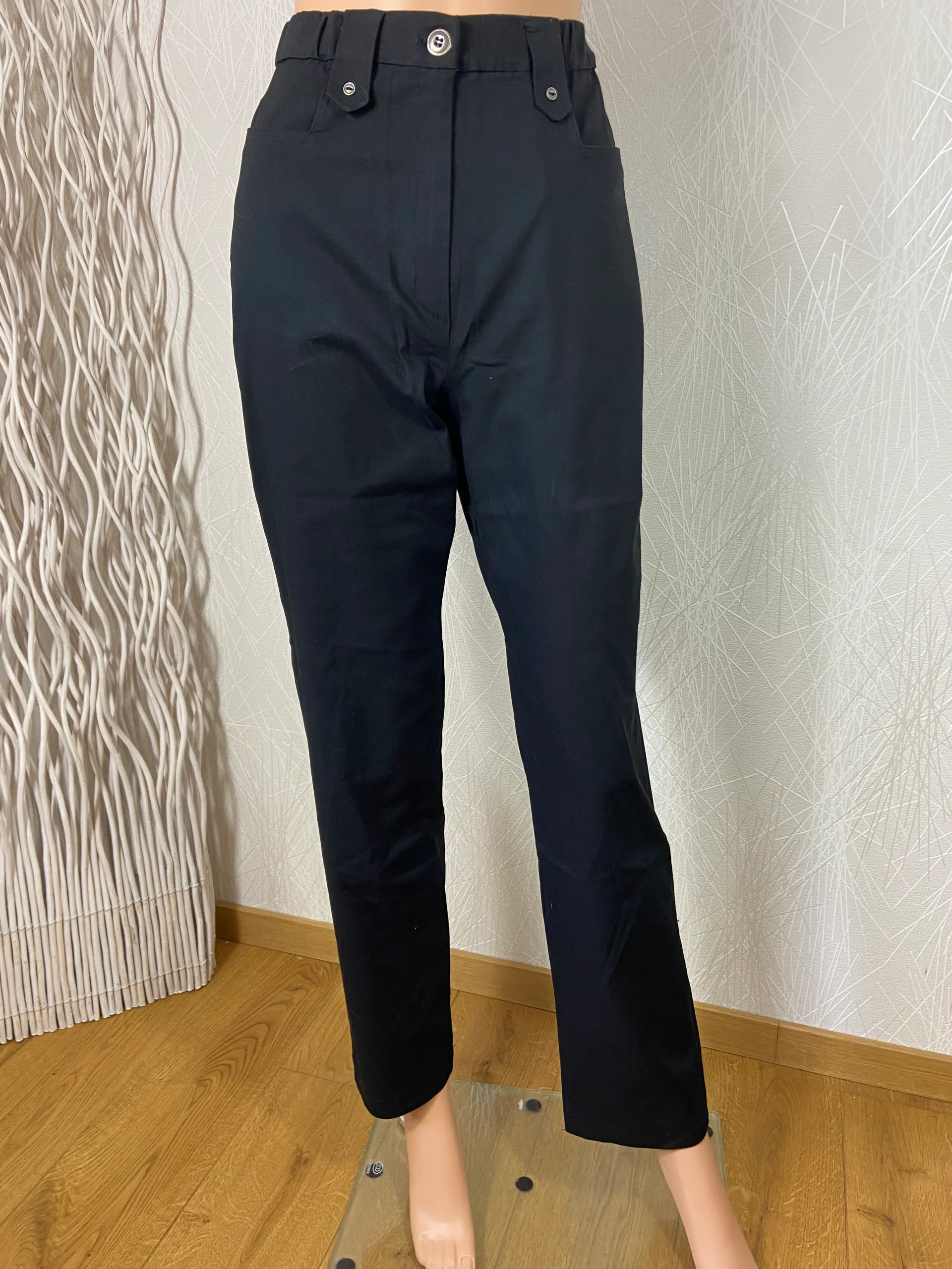 Pantalon noir léger stretch taille haute élastique Edmond Boublil