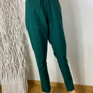 Pantalon femme vert foncé taille haute élastique Edmond Boublil